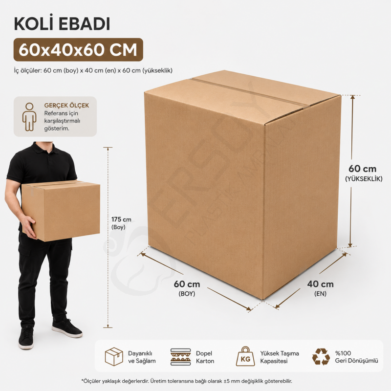 60x40x60 Kraft Kalite Çift Oluklu Koli 10 Adet