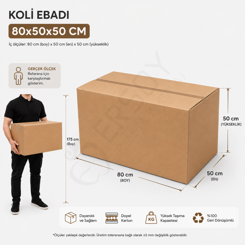 80x50x50 Kraft Kalite Çift Oluklu Koli 10 Adet