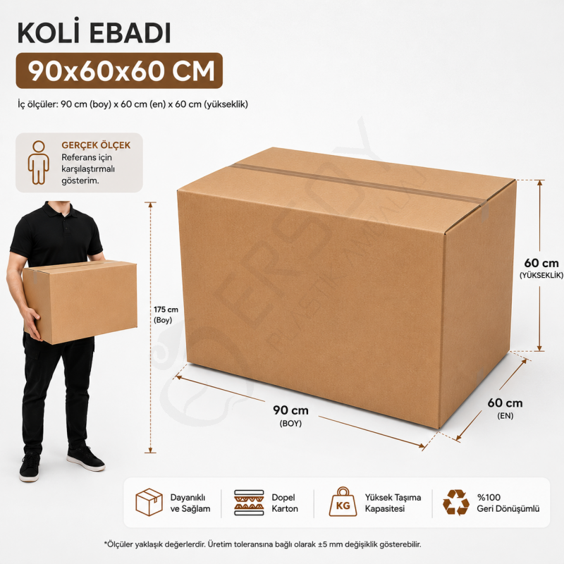 90x60x60 Kraft Kalite Çift Oluklu Koli 10 Adet