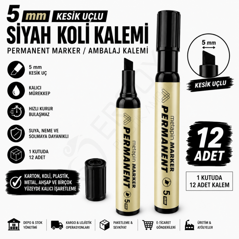 5 mm. Siyah Kalem 12 Adet