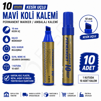 10 mm. Mavi Kalem 10 Adet