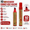 10 mm. Kırmızı Kalem 10 Adet