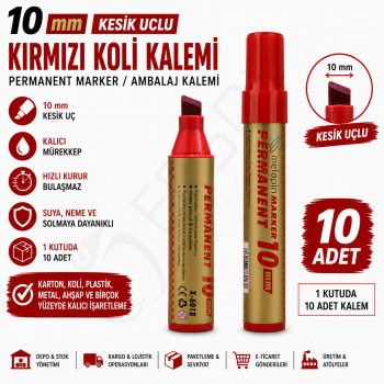 10 mm. Kırmızı Kalem 10 Adet
