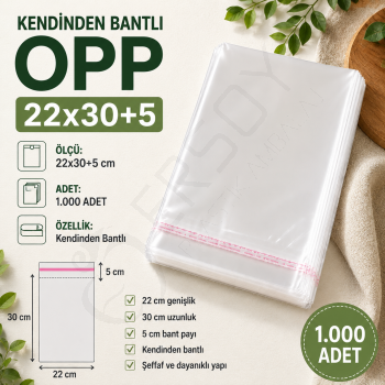 22x30+5 Kendinden Bantlı OPP 1.000 Adet