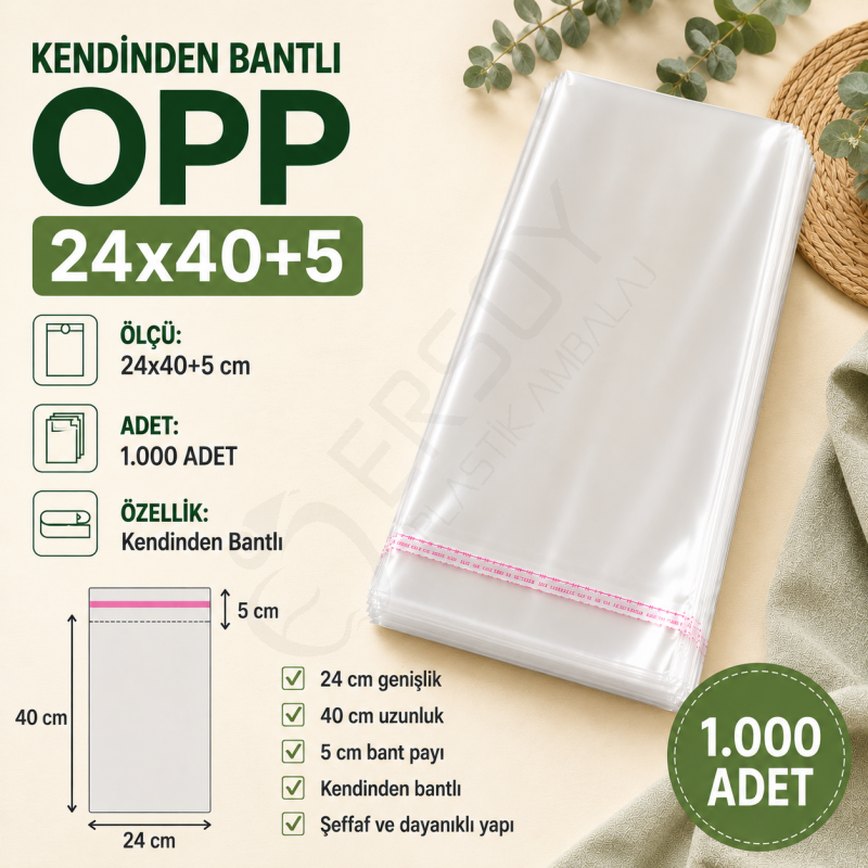24x40+5 Kendinden Bantlı OPP 1.000 Adet