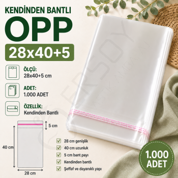 28x40+5 Kendinden Bantlı OPP 1.000 Adet