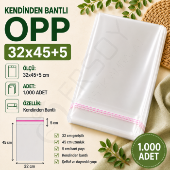 32x45+5 Kendinden Bantlı OPP 1.000 Adet