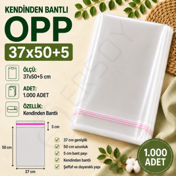 37x50+5 Kendinden Bantlı OPP 1.000 Adet