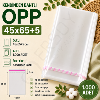 45x65+5 Kendinden Bantlı OPP 1.000 Adet
