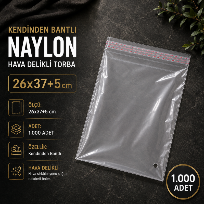 26x37+5 Kendinden Bantlı Naylon 1.000 Adet