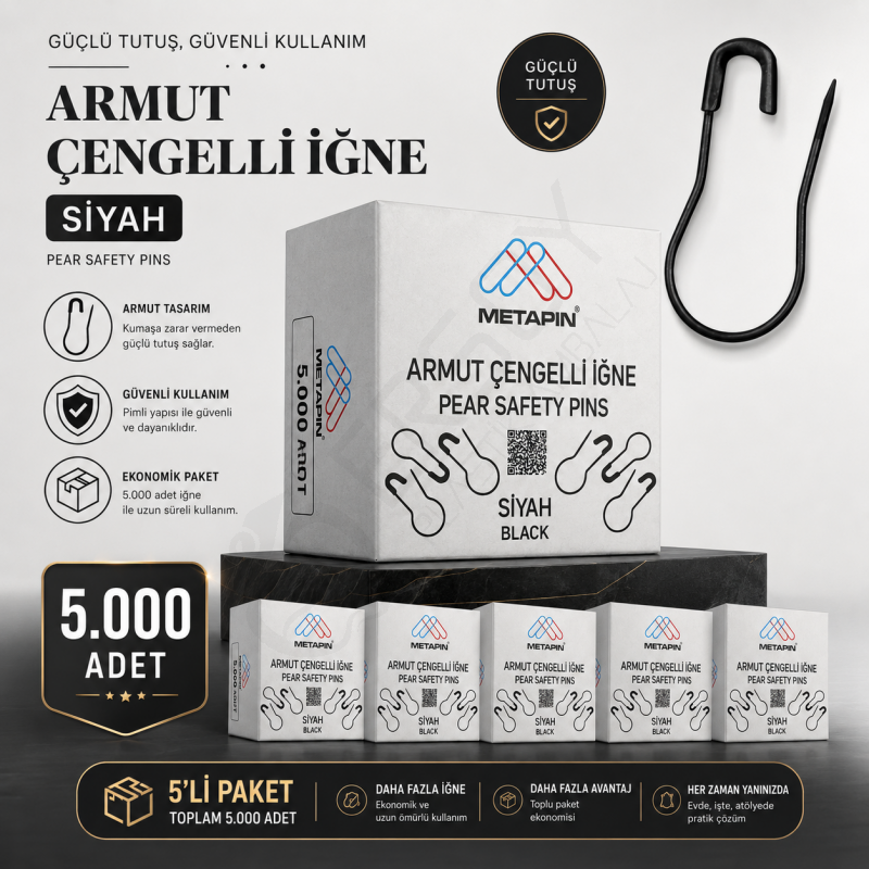 Siyah Armut Çengelli İğne 5.000 Adet