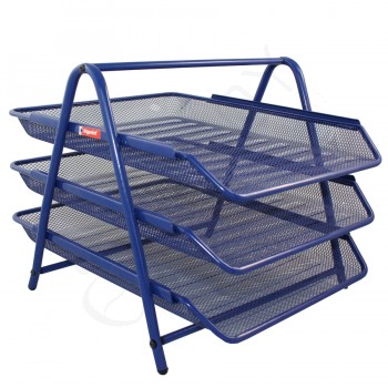 Mavi Metal 3'lü Evrak Rafı