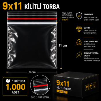 9x11 Kilitli Torba (1.000 Adet)