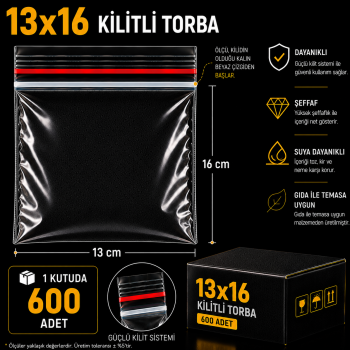13x16 Kilitli Torba (600 Adet)