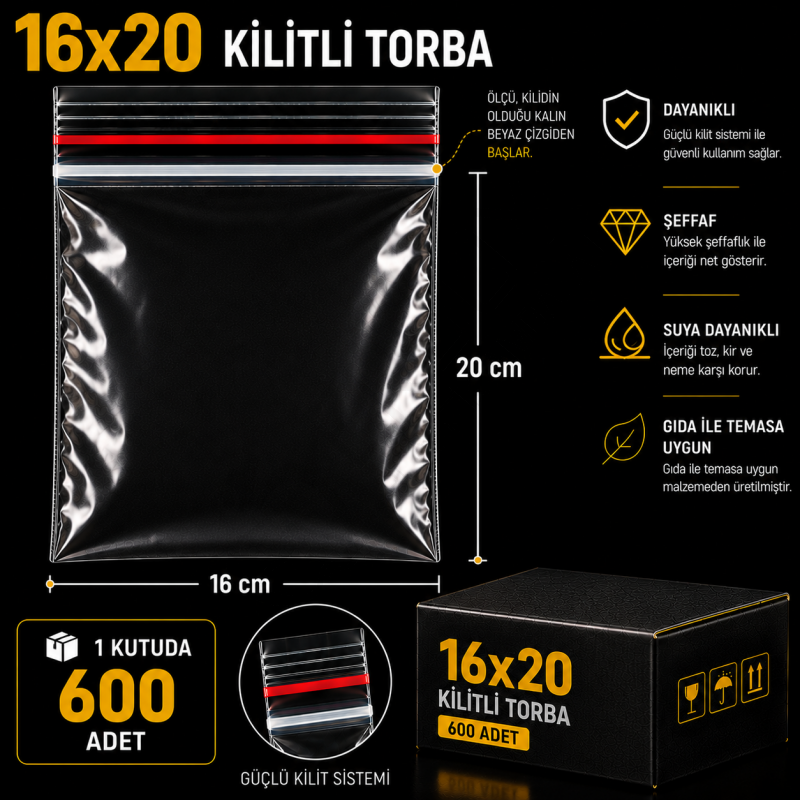 16x20 Kilitli Torba (600 Adet)