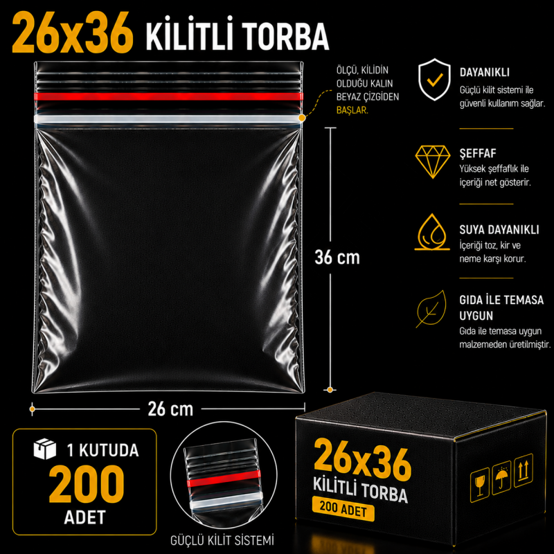 26x36 Kilitli Torba (200 Adet)