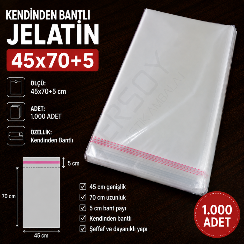 45x70+5 Kendinden Bantlı Jelatin 1.000 Adet