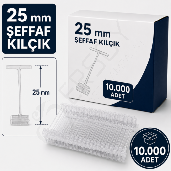 25 mm. Şeffaf Kılçık 10.000 Adet