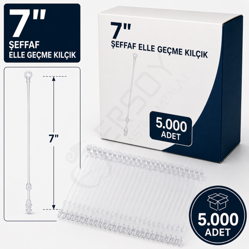 7" Elle Geçme Şeffaf Kılçık 5.000 Adet