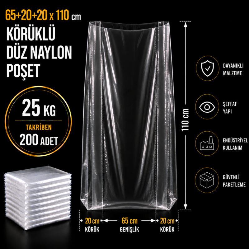65+20+20x110 Körüklü Düz Naylon 25 Kg.