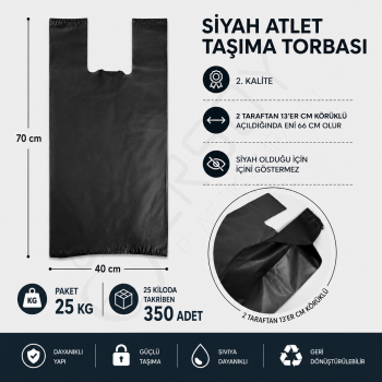40x70 Siyah Atlet Poşet 25 Kg.