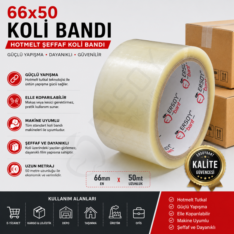 66x50 Şeffaf Koli Bandı 48 Adet
