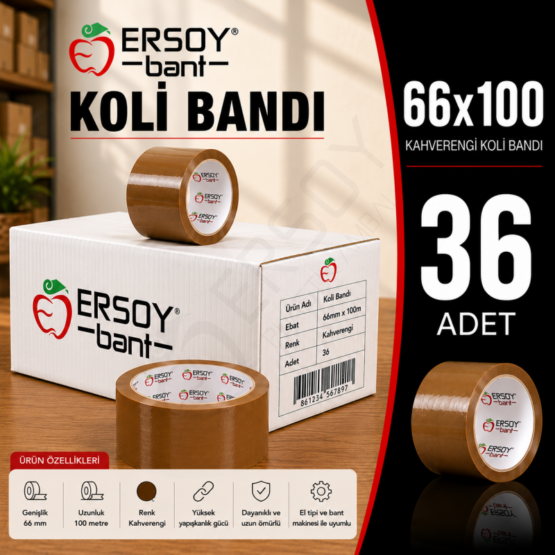 66x100 Kahverengi Koli Bandı 36 Adet