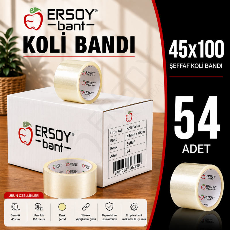 45x100 Şeffaf Koli Bandı 54 Adet
