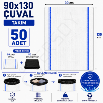 90x130 Çuval & Poşeti 50 Adet