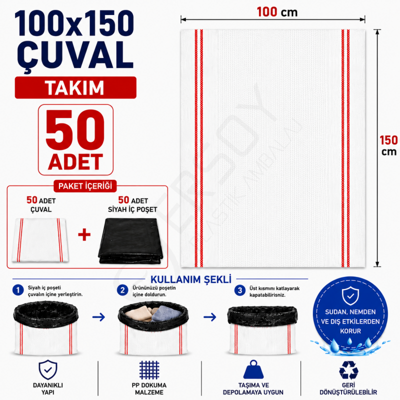 100x150 Çuval & Poşeti 50 Adet