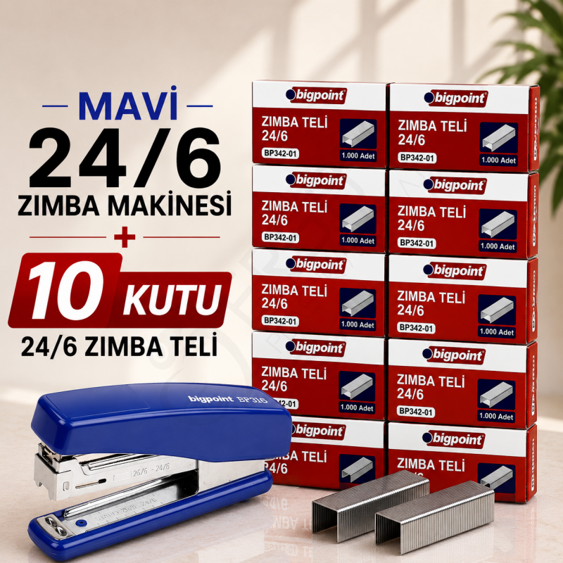 Zımba Makinesi 24/6 Mavi