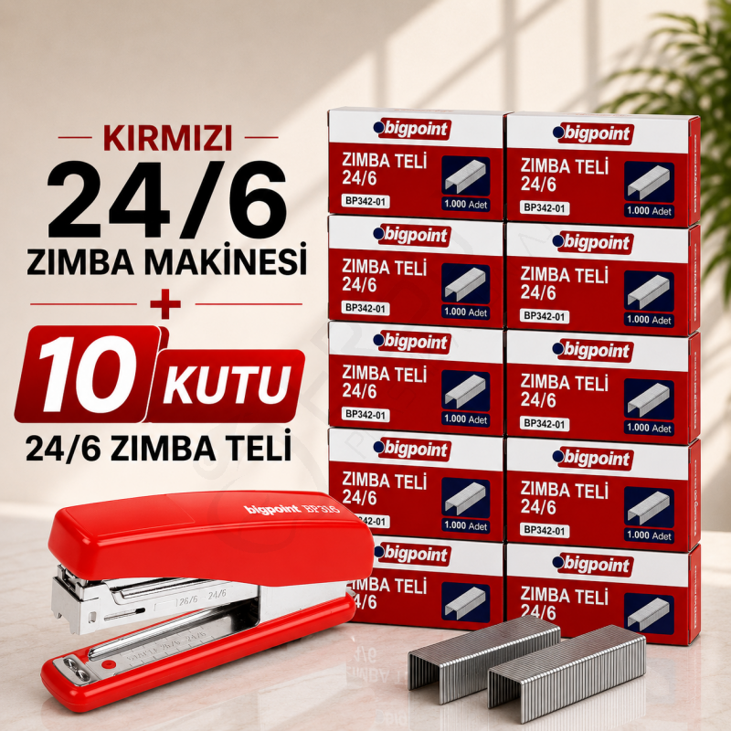 Zımba Makinesi 24/6 Kırmızı