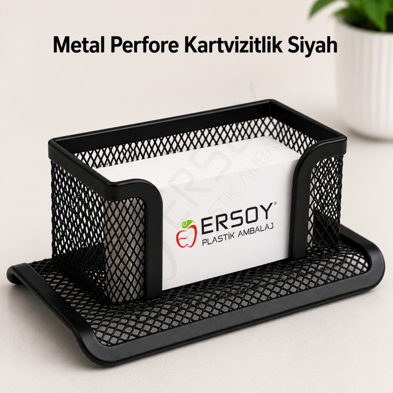 Metal Perfore Kartvizitlik Siyah