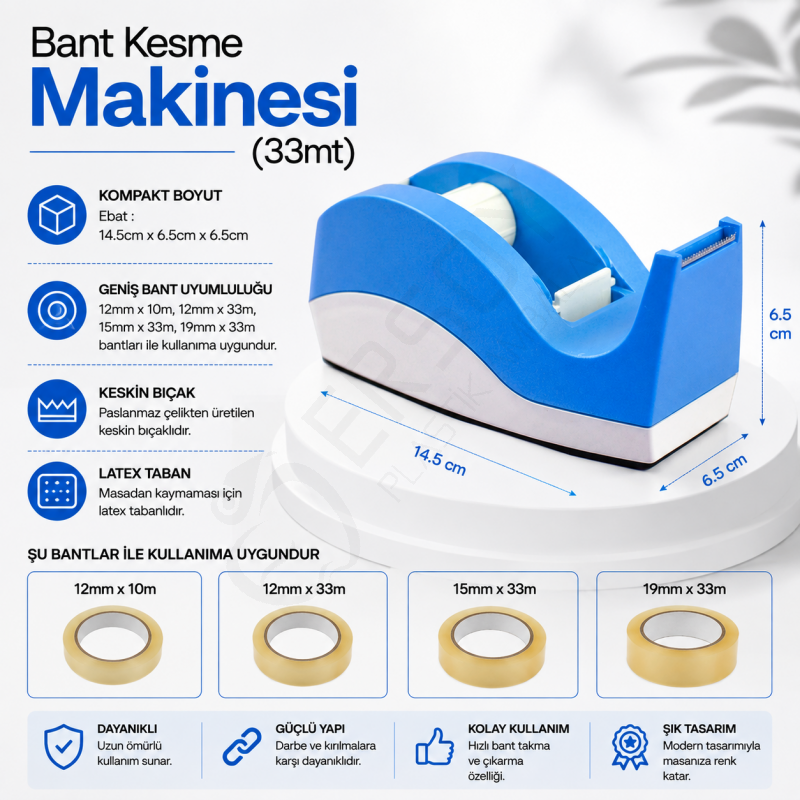 Bant Kesme Makinesi (33mt) Mavi/Beyaz