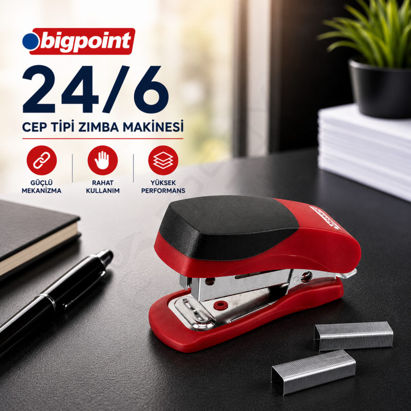Zımba Makinesi 24/6 Cep Tipi Kırmızı