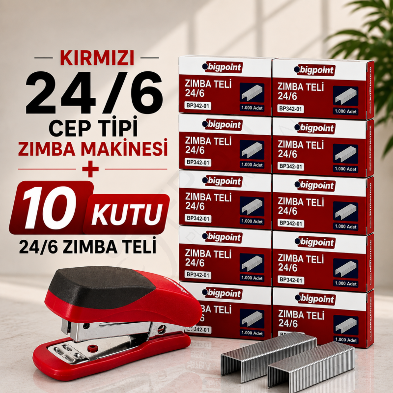 Zımba Makinesi 24/6 Cep Tipi Kırmızı