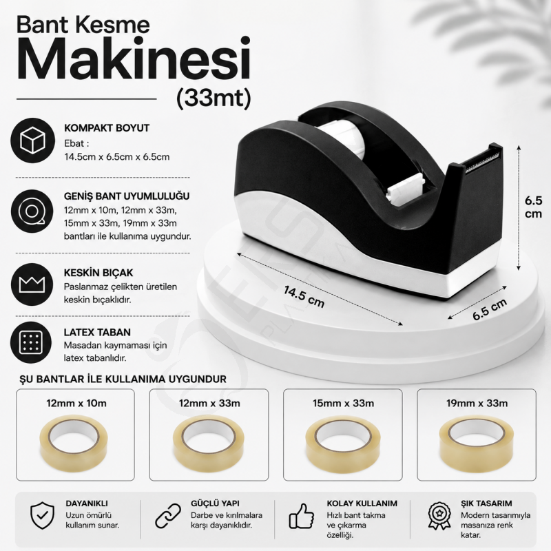 Bant Kesme Makinesi (33mt) Siyah/Beyaz