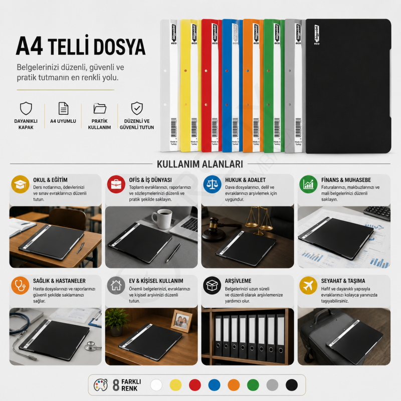 Telli Dosya Gri 50 Adet