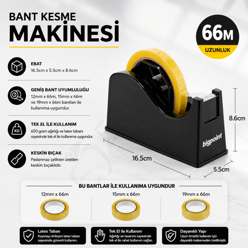 Bant Kesme Makinesi (66mt) Büyük Siyah