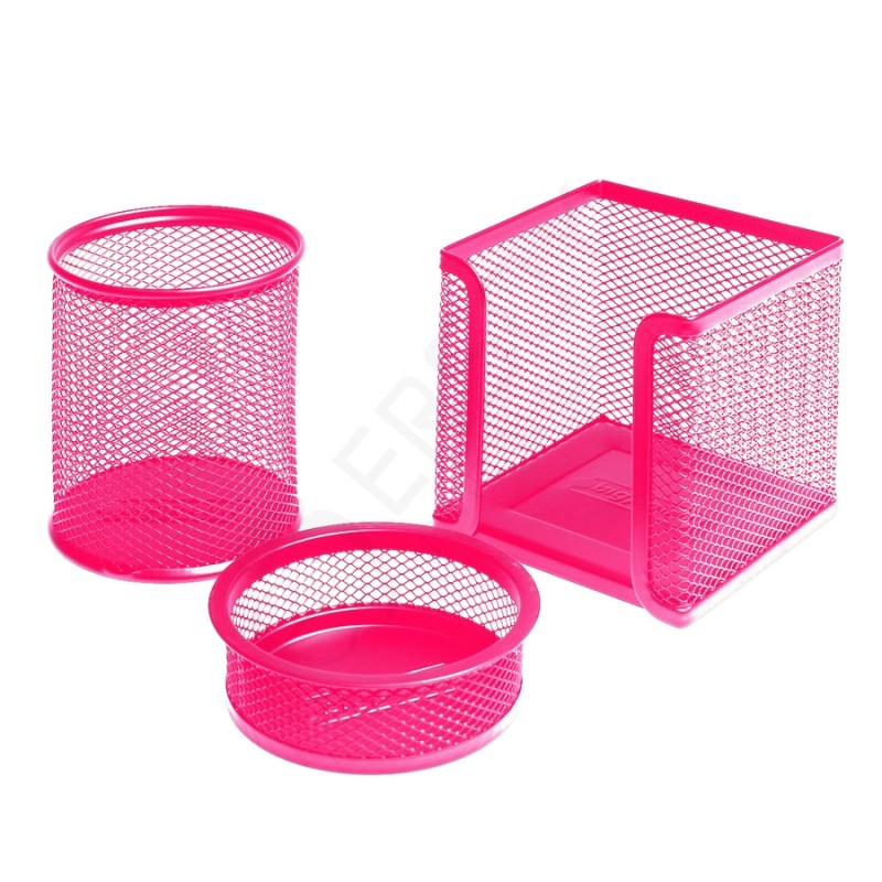 Metal Perfore 3lü Set Pembe