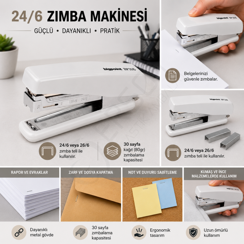 Zımba Makinesi 24/6 Beyaz