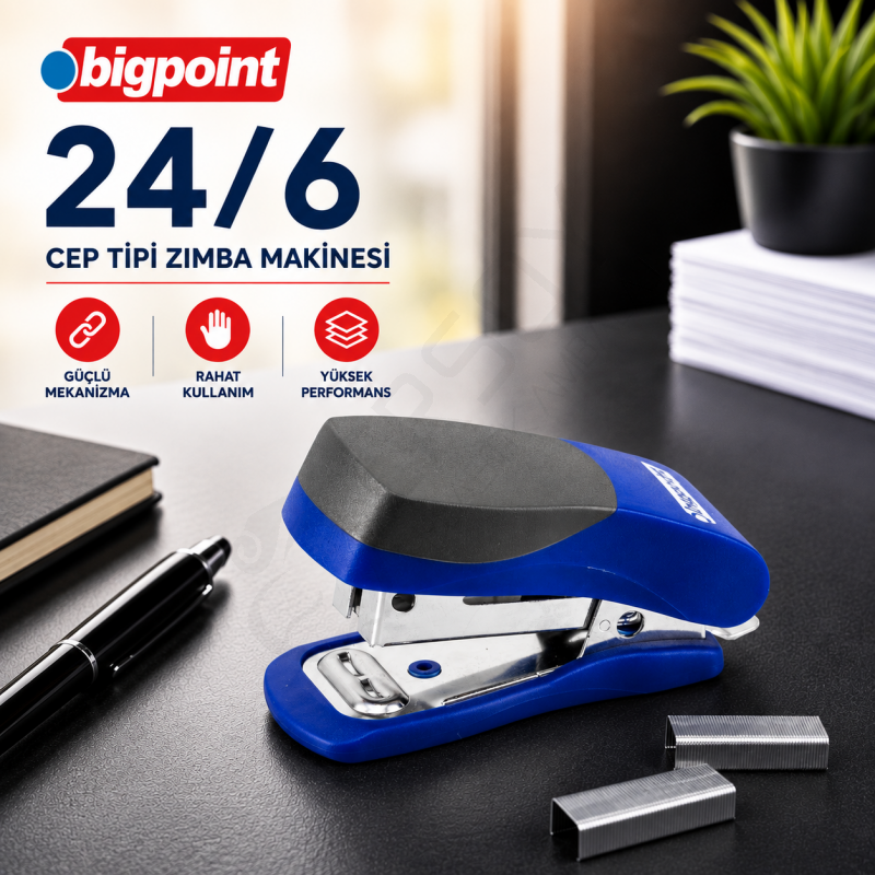 Zımba Makinesi 24/6 Cep Tipi Mavi