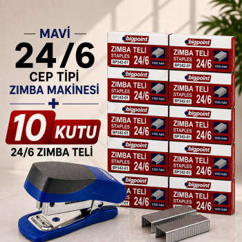 Zımba Makinesi 24/6 Cep Tipi Mavi