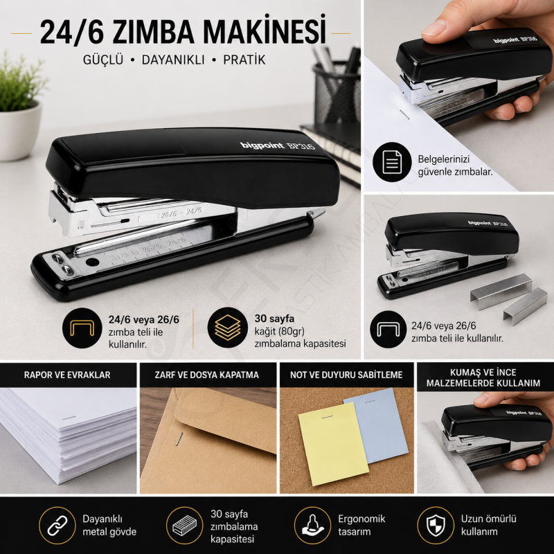 Zımba Makinesi 24/6 Siyah