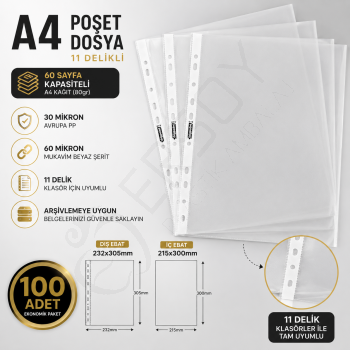 Poşet Dosya 30 Mikron 100'lü Paket