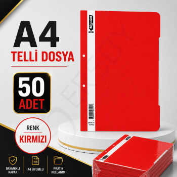 Telli Dosya Kırmızı 50 Adet