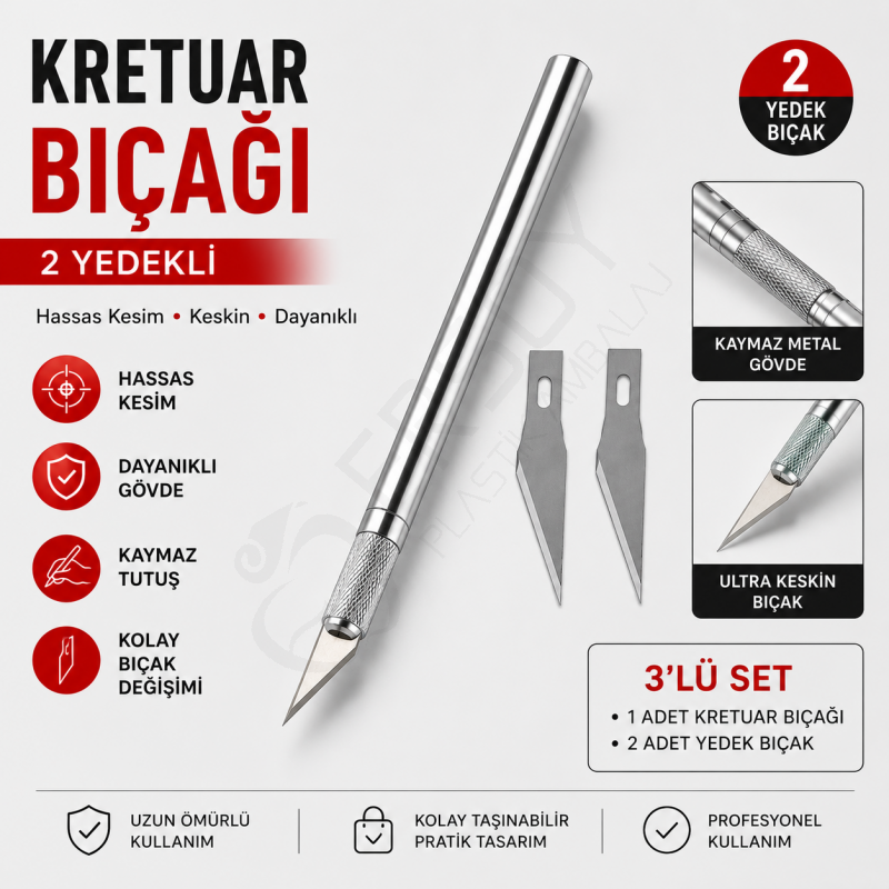 Kretuar Bıçağı 2 Yedekli