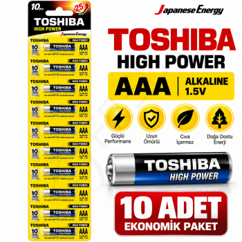 Toshiba LR03 Kartela Alkalin İnce Pil 10 Adet