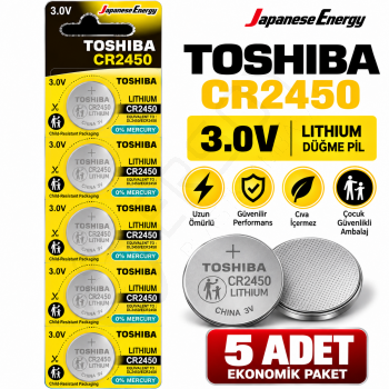 Toshiba CR 2450 Lithium Pil 5 Adet