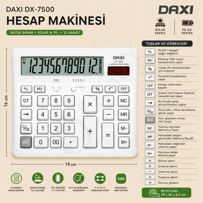Daxi DX-7500 Hesap Makinesi